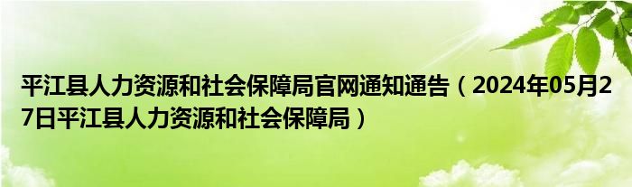 平江区人力资源和社会保障局最新发展规划